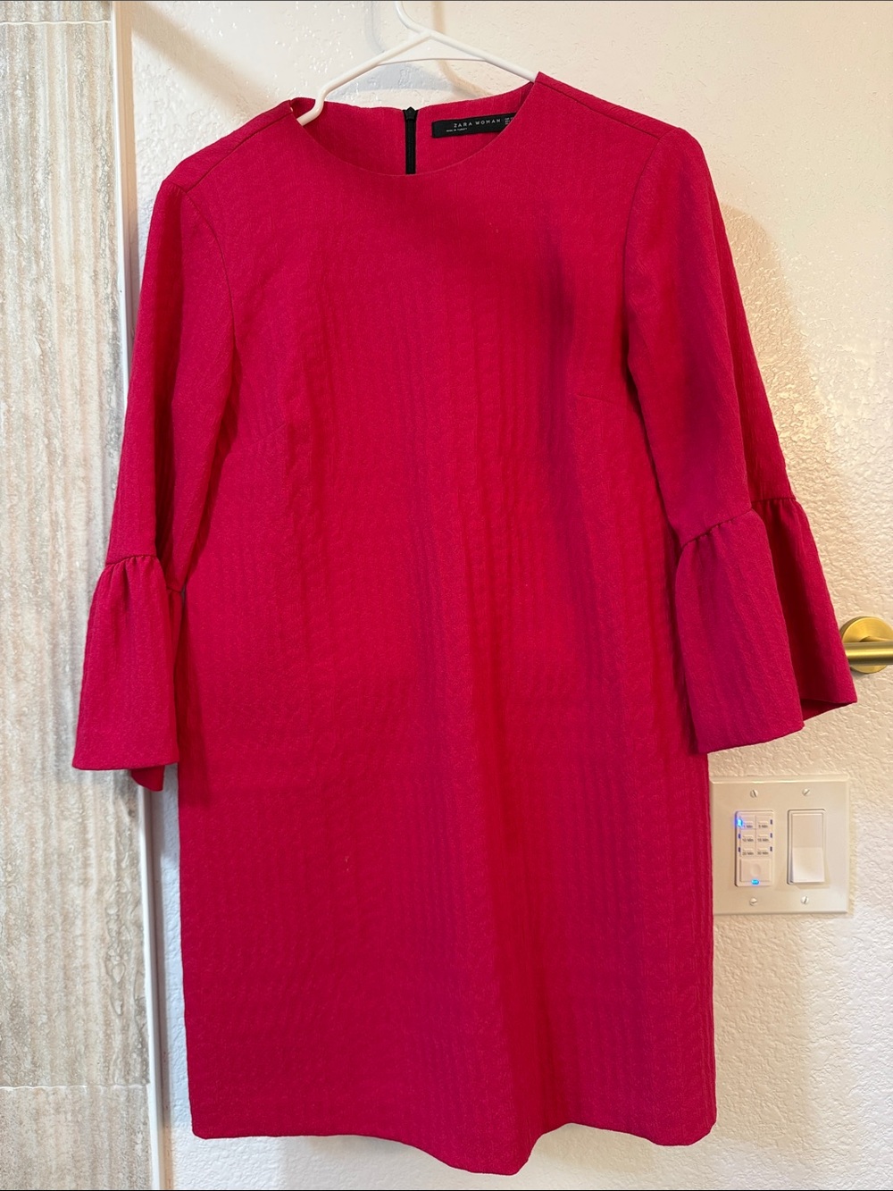 Zara Bright Pink Bell-Sleeve Shift Dress